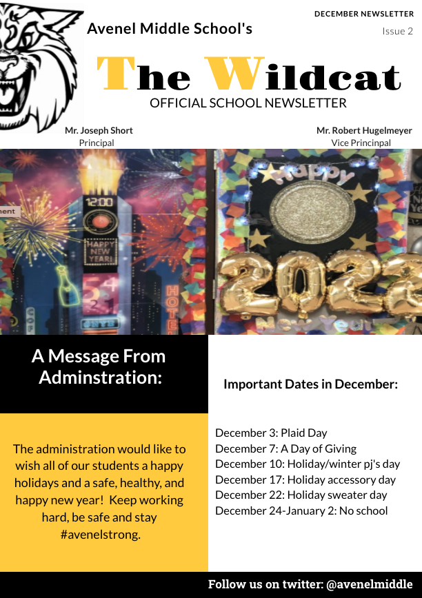 December Newsletter Pg. 1 Avenel Middle School